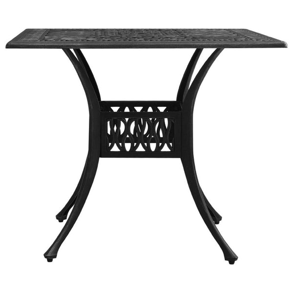 Nook Patio Dining Table, Black Cast Aluminum, Scrolled Details, 35 Inch - BM340460