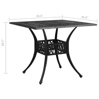 Nook Patio Dining Table, Black Cast Aluminum, Scrolled Details, 35 Inch - BM340460