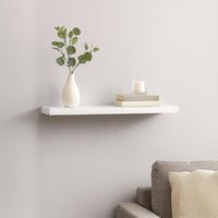 Zyno Floating Wall Shelf, 35 Inch, Glossy White MDF Body - BM340461