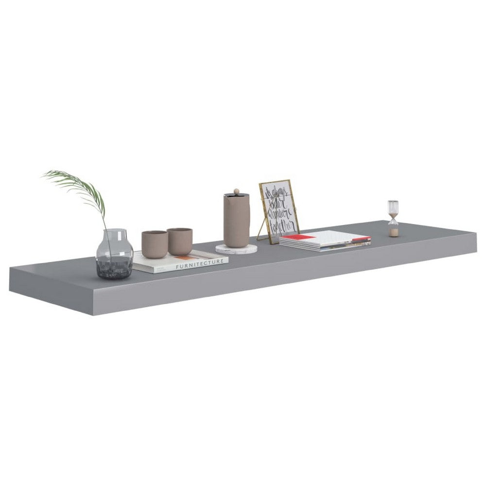 Zyno Floating Wall Shelf, 35 Inch, Matte Gray MDF Body - BM340463