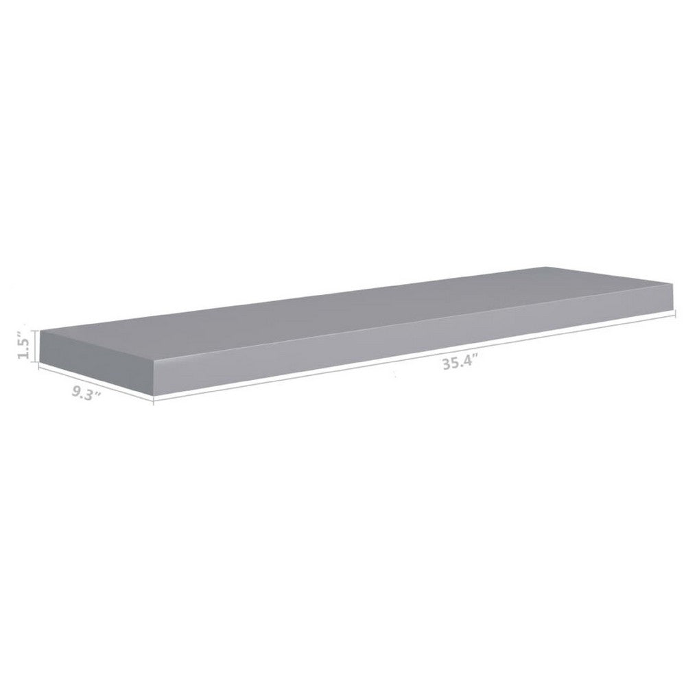 Zyno Floating Wall Shelf, 35 Inch, Matte Gray MDF Body - BM340463