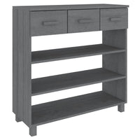 Boir Sofa Console Table, 3 Shelves and 3 Drawers, 35 Inch, Gray Pine Wood - BM340465