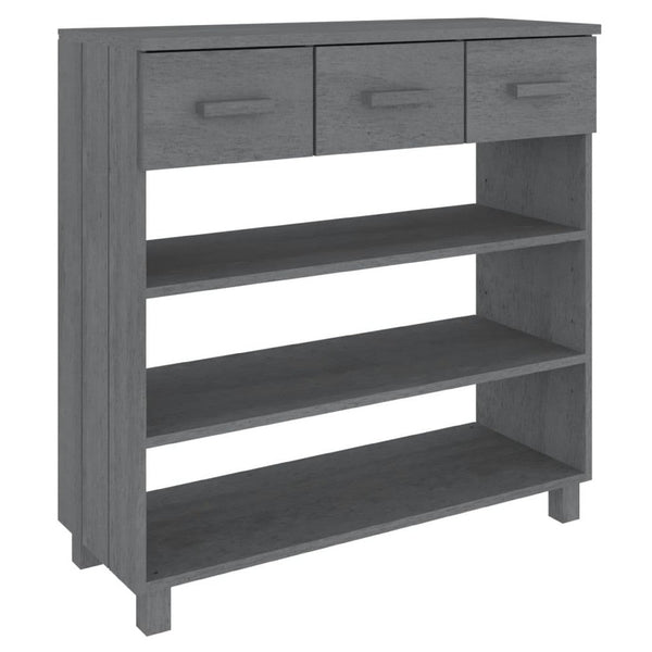 Boir Sofa Console Table, 3 Shelves and 3 Drawers, 35 Inch, Gray Pine Wood - BM340465