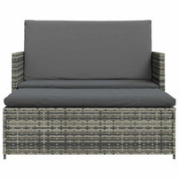 Feya 2pc Outdoor Sofa and Ottoman Set, Gray Poly Rattan and Cushions, Steel - BM340467