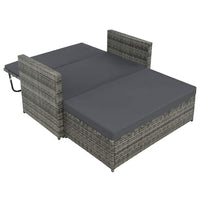 Feya 2pc Outdoor Sofa and Ottoman Set, Gray Poly Rattan and Cushions, Steel - BM340467