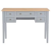 Ryann Writing Desk, 5 Drawers, Gray and Brown Pine Wood, 43 Inch - BM340469