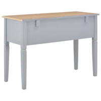 Ryann Writing Desk, 5 Drawers, Gray and Brown Pine Wood, 43 Inch - BM340469