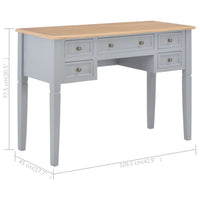 Ryann Writing Desk, 5 Drawers, Gray and Brown Pine Wood, 43 Inch - BM340469