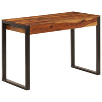 Desk, Brown Sheesham Wood, Powder-Coated Steel, 2 Drawers, 43 Inch - BM340470