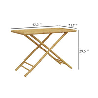 Foldable Outdoor Garden Table, Natural Brown Bamboo Crossed Legs, 43 Inch - BM340471
