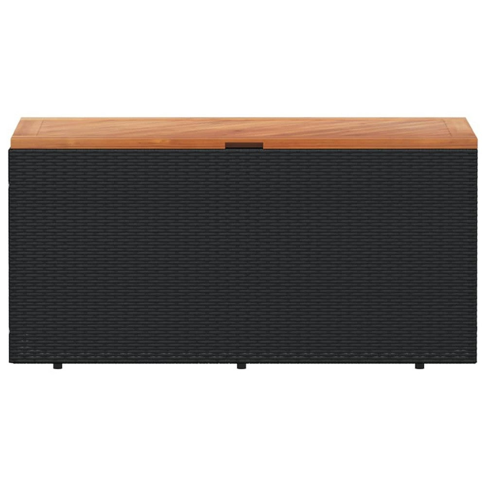 Gia Outdoor Garden Storage Box, Brown Wood Lid, Black, 43 Inch - BM340472