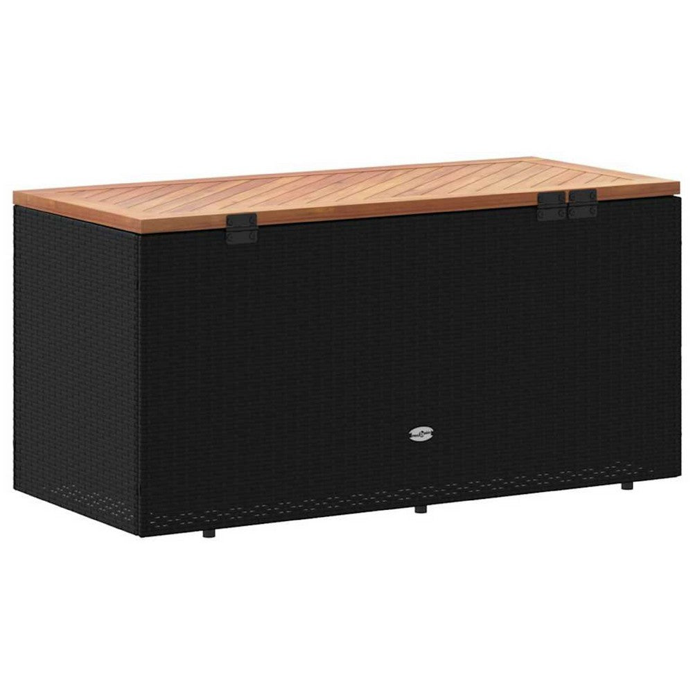 Gia Outdoor Garden Storage Box, Brown Wood Lid, Black, 43 Inch - BM340472