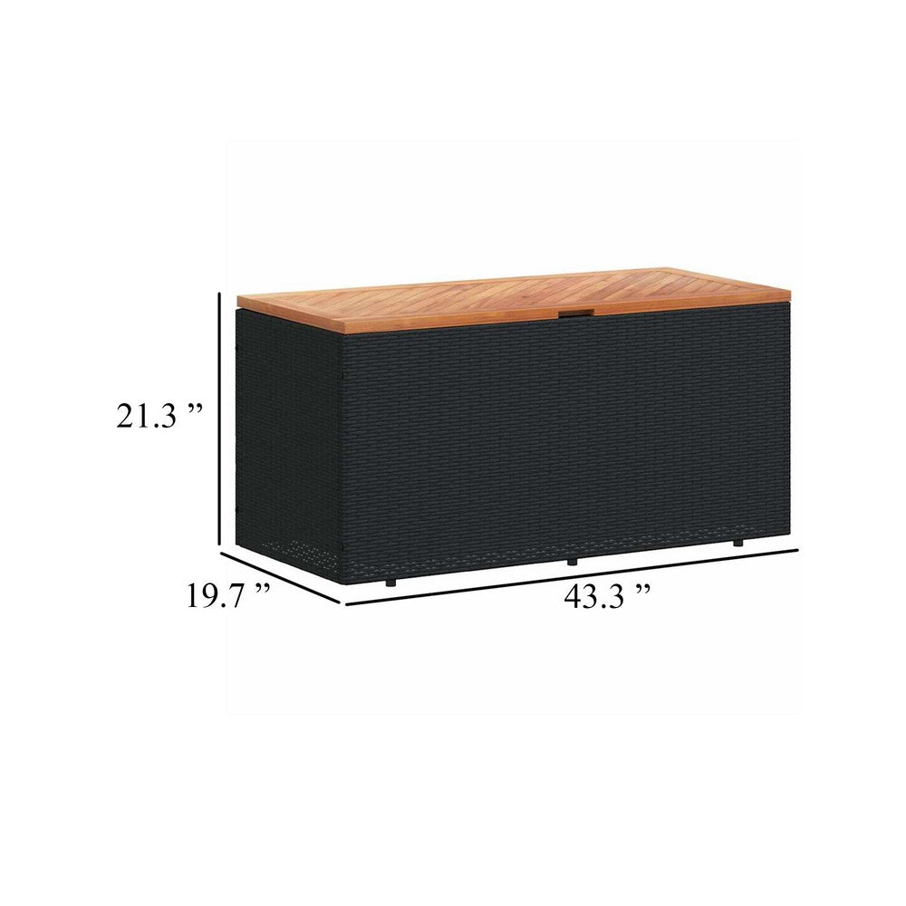 Gia Outdoor Garden Storage Box, Brown Wood Lid, Black, 43 Inch - BM340472
