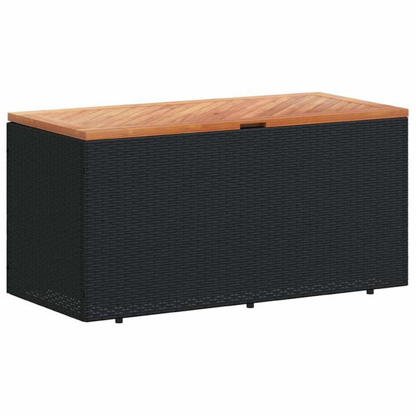 Gia Outdoor Garden Storage Box, Brown Wood Lid, Black, 43 Inch - BM340472