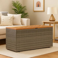 Gia Outdoor Garden Storage Box, Brown Wood Lid, Gray, 43 Inch - BM340473