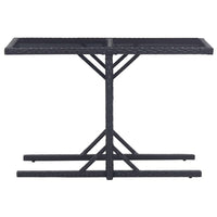 Multipurpose Outdoor Table, Black Poly Rattan, Steel, 43 Inch Glass Top - BM340474