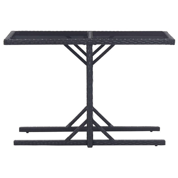 Multipurpose Outdoor Table, Black Poly Rattan, Steel, 43 Inch Glass Top - BM340474
