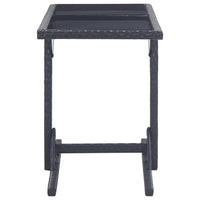Multipurpose Outdoor Table, Black Poly Rattan, Steel, 43 Inch Glass Top - BM340474
