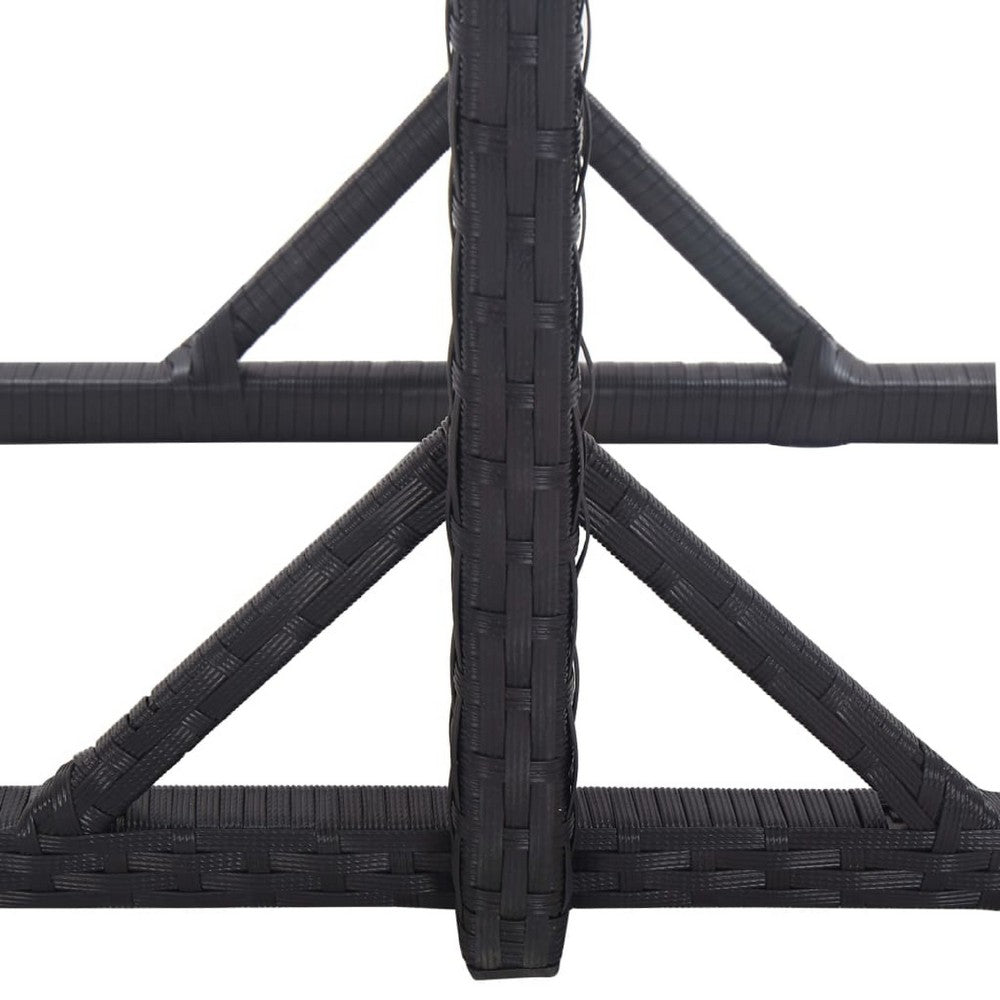 Multipurpose Outdoor Table, Black Poly Rattan, Steel, 43 Inch Glass Top - BM340474