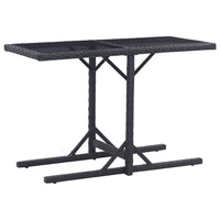 Multipurpose Outdoor Table, Black Poly Rattan, Steel, 43 Inch Glass Top - BM340474