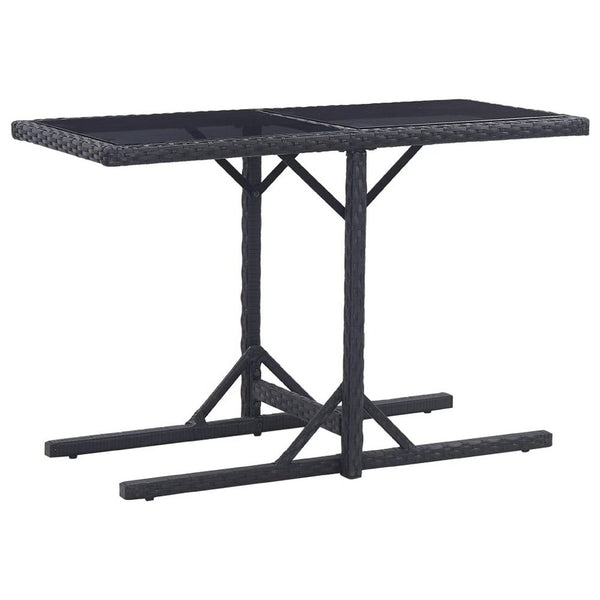 Multipurpose Outdoor Table, Black Poly Rattan, Steel, 43 Inch Glass Top - BM340474