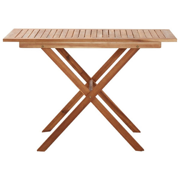 Outdoor Dining Table, Natural Brown Solid Acacia Wood, Rectangular 43 Inch - BM340475