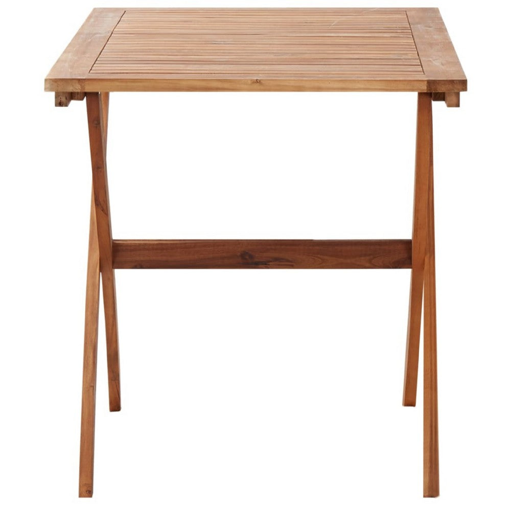 Outdoor Dining Table, Natural Brown Solid Acacia Wood, Rectangular 43 Inch - BM340475