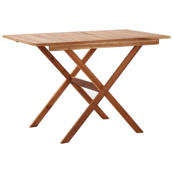 Outdoor Dining Table, Natural Brown Solid Acacia Wood, Rectangular 43 Inch - BM340475