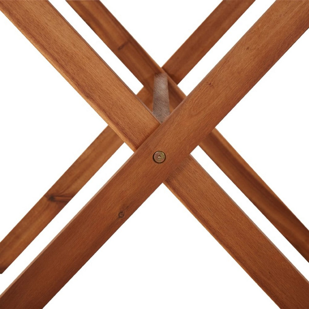Outdoor Dining Table, Natural Brown Solid Acacia Wood, Rectangular 43 Inch - BM340475