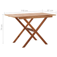 Outdoor Dining Table, Natural Brown Solid Acacia Wood, Rectangular 43 Inch - BM340475