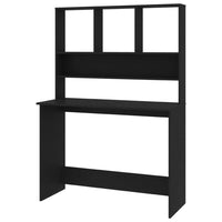 Kira Work Desk with Hutch, 4 Shelves, Black Engineered Wood, 43 Inch - BM340476