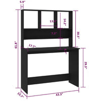 Kira Work Desk with Hutch, 4 Shelves, Black Engineered Wood, 43 Inch - BM340476