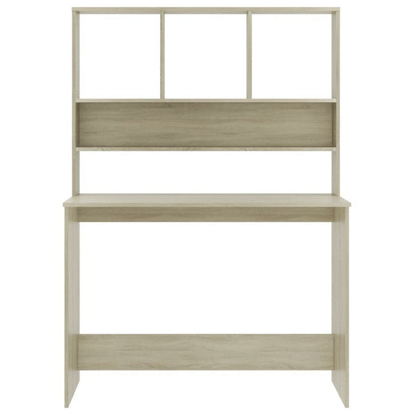 Kira Work Desk with Hutch, 4 Shelves, Beige Engineered Wood, 43 Inch - BM340477