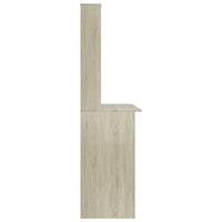 Kira Work Desk with Hutch, 4 Shelves, Beige Engineered Wood, 43 Inch - BM340477
