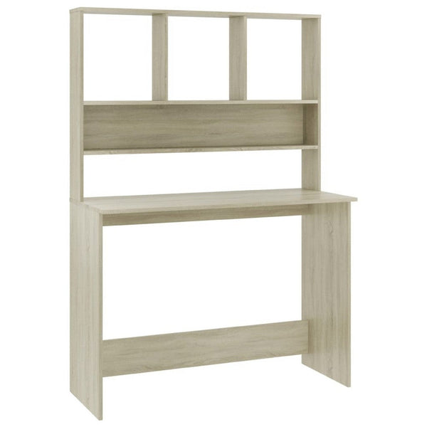 Kira Work Desk with Hutch, 4 Shelves, Beige Engineered Wood, 43 Inch - BM340477