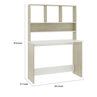 Kira Work Desk with Hutch, 4 Shelves, White Sonoma Wood, 43 Inch - BM340478
