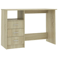 Work Desk, 3 Drawers, 1 Shelf, Sonoma Oak Brown Finish, 43 Inch - BM340479