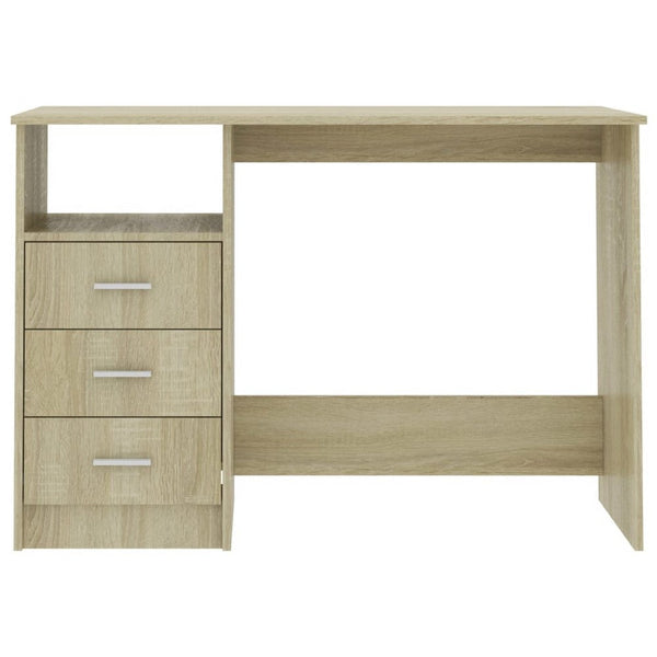 Work Desk, 3 Drawers, 1 Shelf, Sonoma Oak Brown Finish, 43 Inch - BM340479