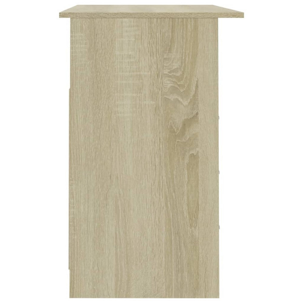 Work Desk, 3 Drawers, 1 Shelf, Sonoma Oak Brown Finish, 43 Inch - BM340479