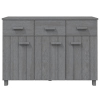 Sideboard, 3 Drawers, 3 Cabinets, Dark Gray Solid Pine Wood, 45 Inch - BM340480