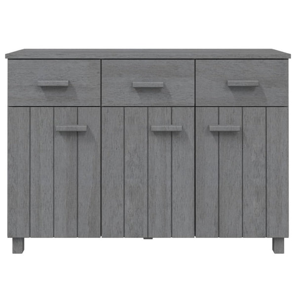 Sideboard, 3 Drawers, 3 Cabinets, Dark Gray Solid Pine Wood, 45 Inch - BM340480