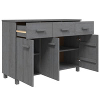 Sideboard, 3 Drawers, 3 Cabinets, Dark Gray Solid Pine Wood, 45 Inch - BM340480