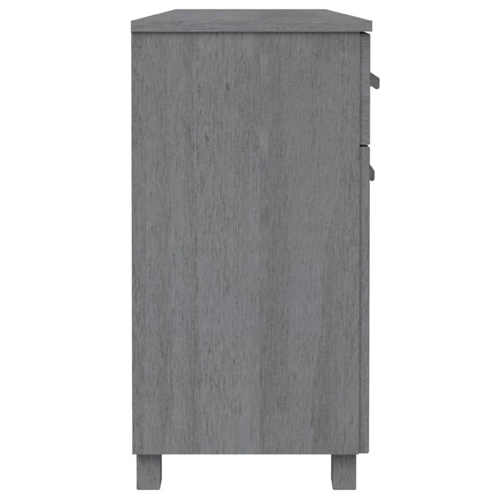 Sideboard, 3 Drawers, 3 Cabinets, Dark Gray Solid Pine Wood, 45 Inch - BM340480