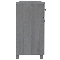 Sideboard, 3 Drawers, 3 Cabinets, Dark Gray Solid Pine Wood, 45 Inch - BM340480