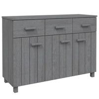 Sideboard, 3 Drawers, 3 Cabinets, Dark Gray Solid Pine Wood, 45 Inch - BM340480