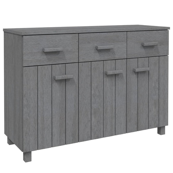 Sideboard, 3 Drawers, 3 Cabinets, Dark Gray Solid Pine Wood, 45 Inch - BM340480