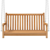 Outdoor Swing Bench, Natural Brown Solid Teak Wood, Metal, 45 Inch - BM340481