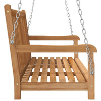Outdoor Swing Bench, Natural Brown Solid Teak Wood, Metal, 45 Inch - BM340481