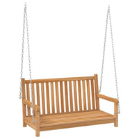 Outdoor Swing Bench, Natural Brown Solid Teak Wood, Metal, 45 Inch - BM340481
