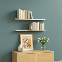 Novia Wall Shelf Set of 2, Sleek Modern White Frame, 45 Inch - BM340482